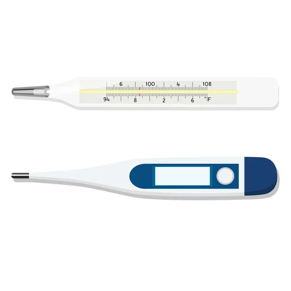 Digitale en kwik-thermometer — Stockvector