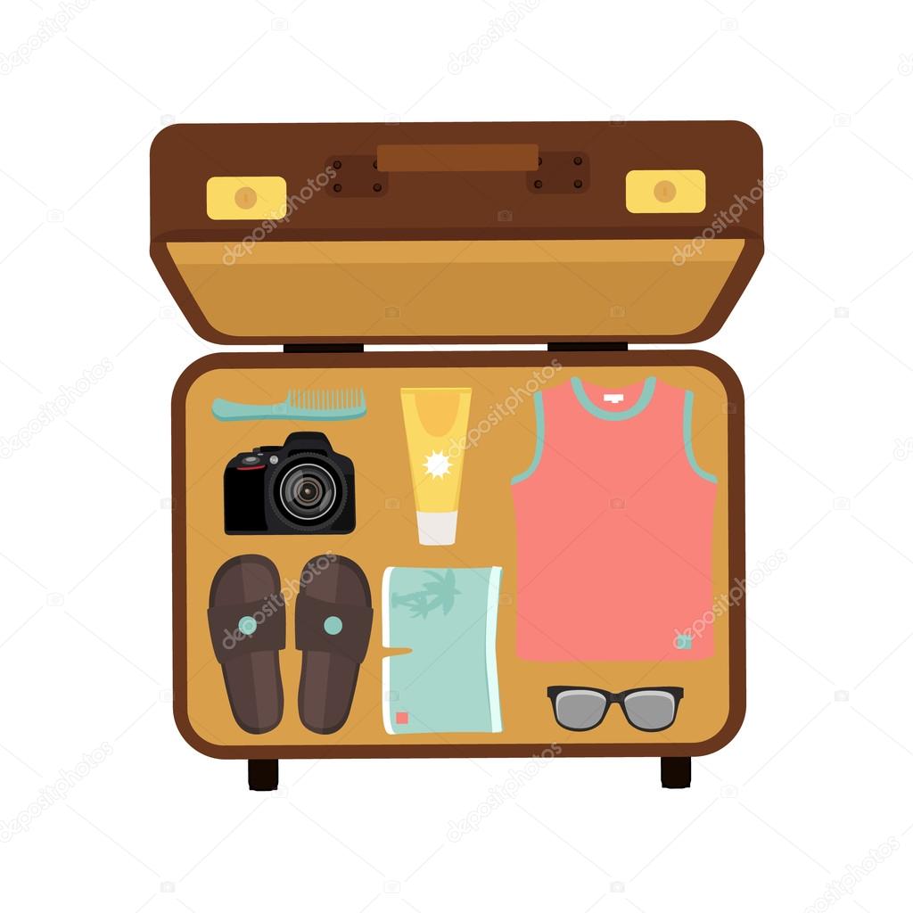Packed suitcase vector — Stock Vector © viktorijareut 107485142