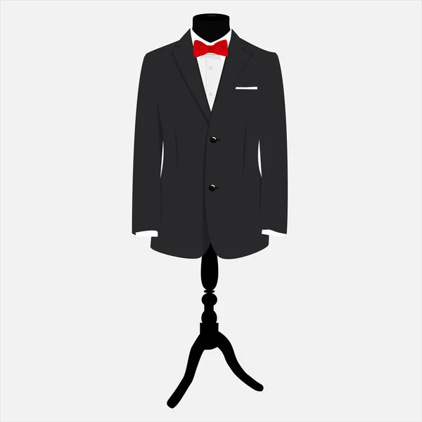 Anzug mit roter Fliege — Stockvektor