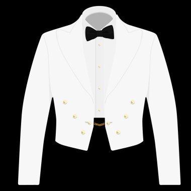 Beyaz siyah papyon ile takım elbise