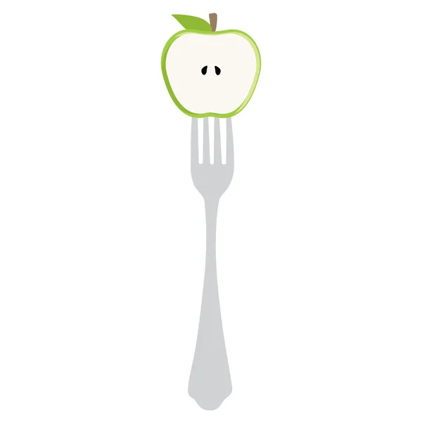 Apple on fork — Stock Photo, Image