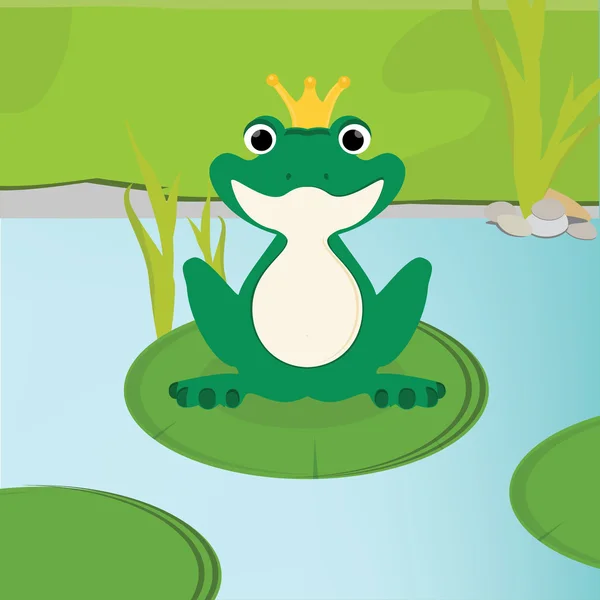 Green frog in crown — Stock Photo, Image