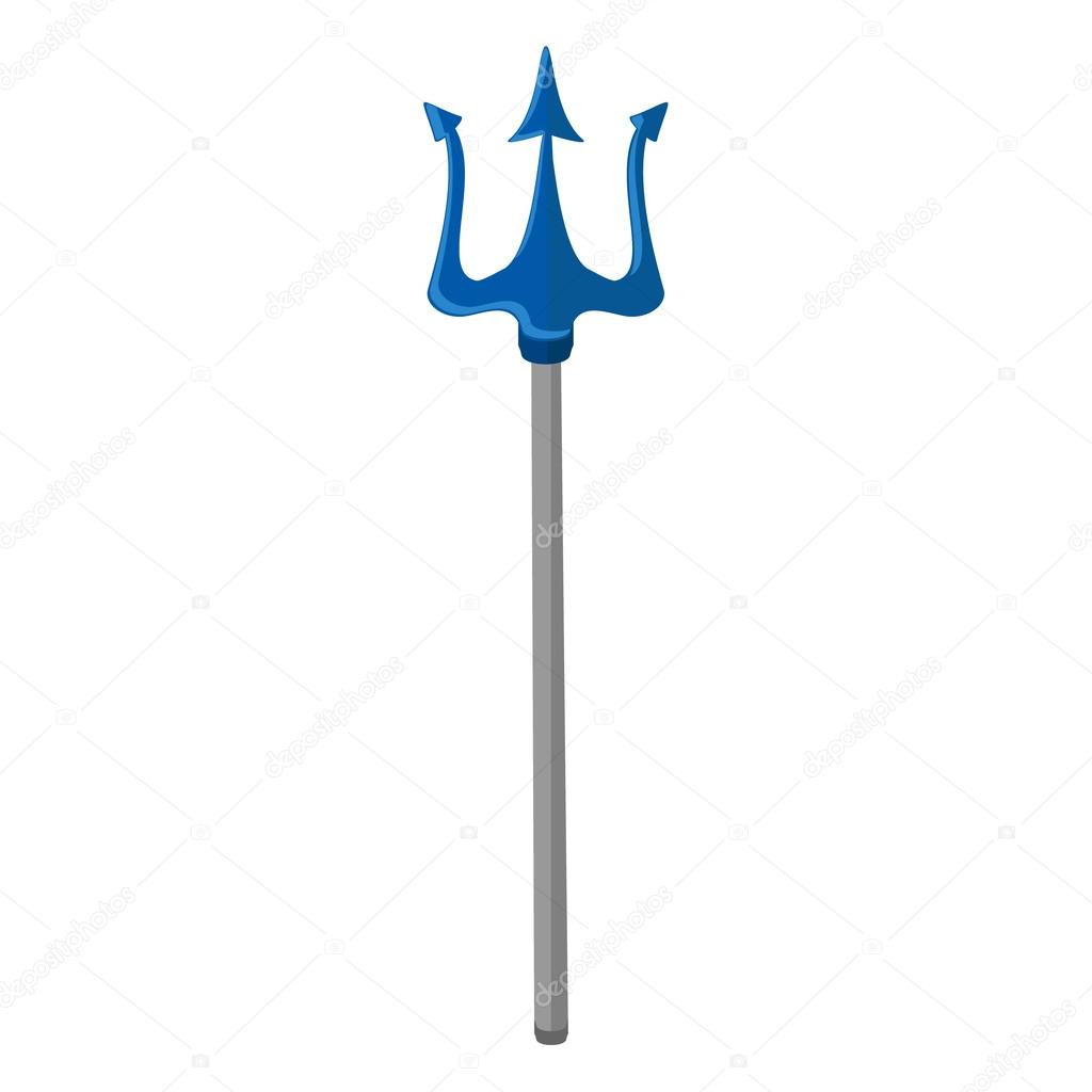 Vector illustration neptune, poseidon trident. Blue trident icon isolated on white background