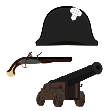 Hat, canon and musket clipart