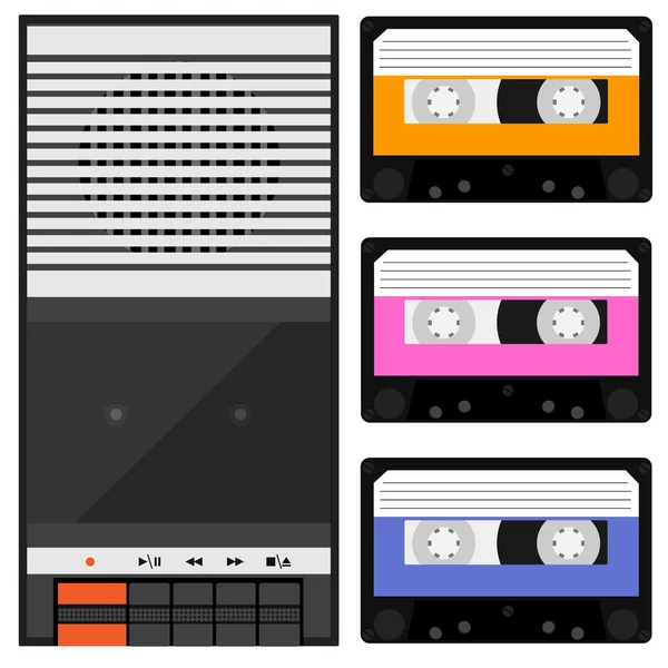 Tape recorder en cassette — Stockvector