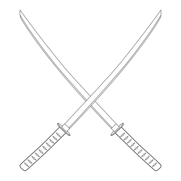 Crossed katana sword