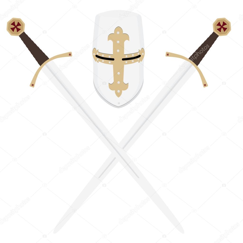 Templar swords and helmet
