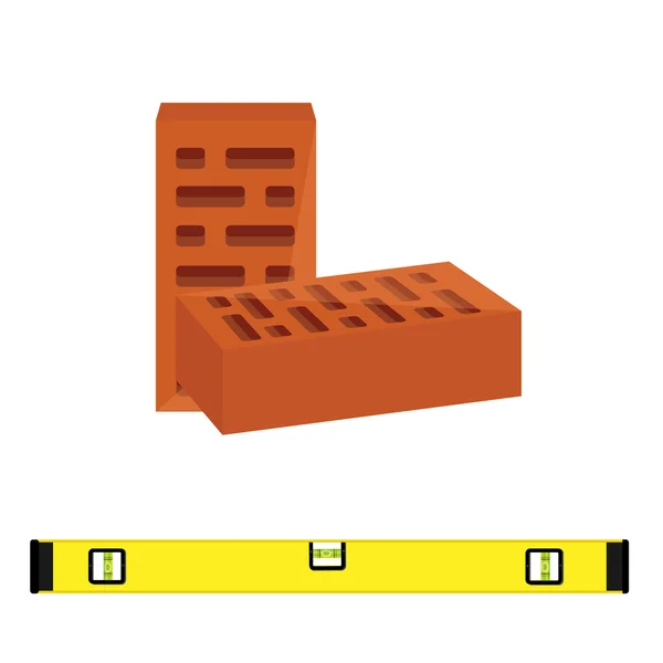 Brick and consturction level — Stock Photo, Image