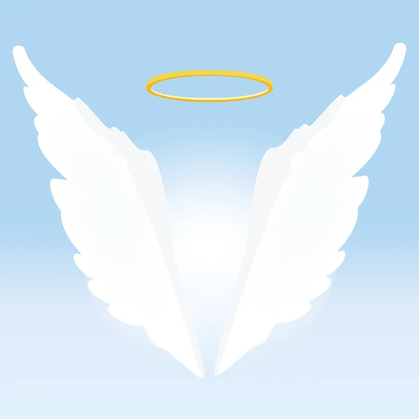 Alas de ángel y nimbo — Vector de stock