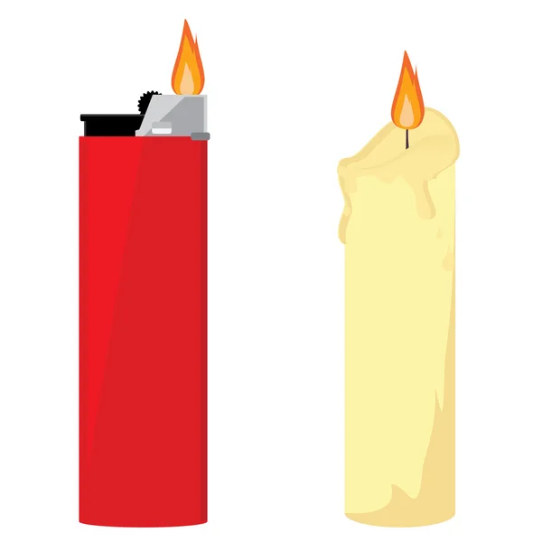 Свічка та запальничка — стокове фото