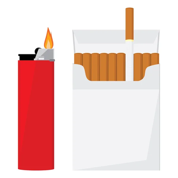 Пачка сигарет и зажигалка — стоковое фото