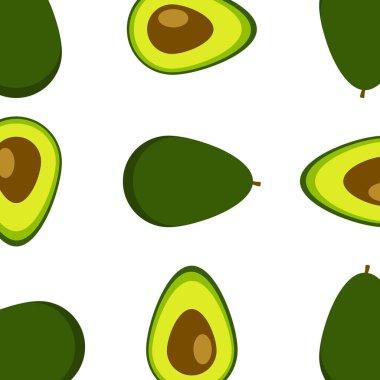 Avokado ile kusursuz desen. Tropik soyut arka plan. Avokado beyaz arka plan. raster