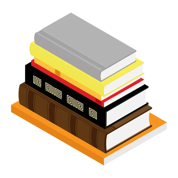 Stack Libri Vista Isometrica Isolato Sfondo Bianco — Foto Stock