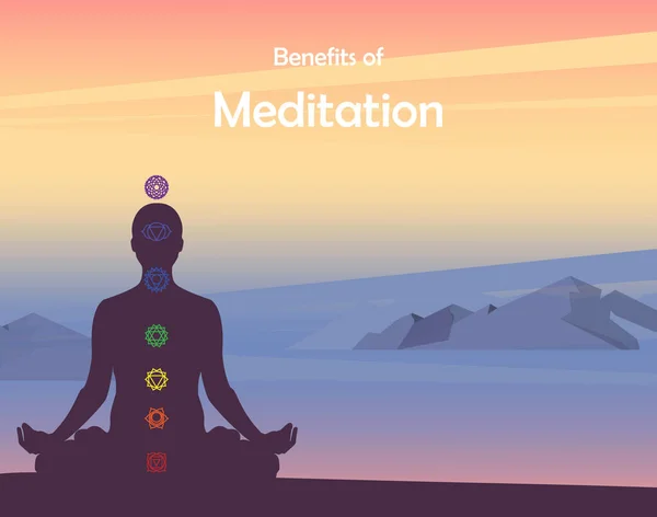 心と感情のための瞑想の健康上の利点は アイコンが設定されているラスターインフォグラフィック — ストック写真