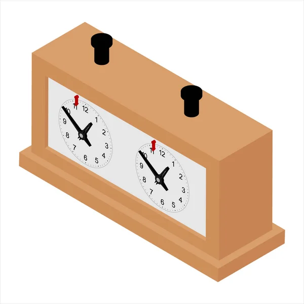 Relógio Xadrez Clássico Mecânico Sobre Fundo Branco Vista Isométrica Raster — Fotografia de Stock
