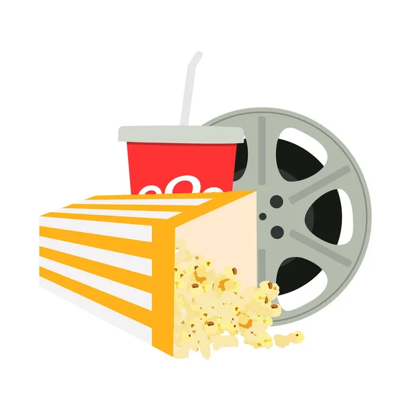 Ilustracja Rastrowanego Filmu Koncepcja Plakatu Filmowego Skład Popcornem Napojem Taśmą — Zdjęcie stockowe