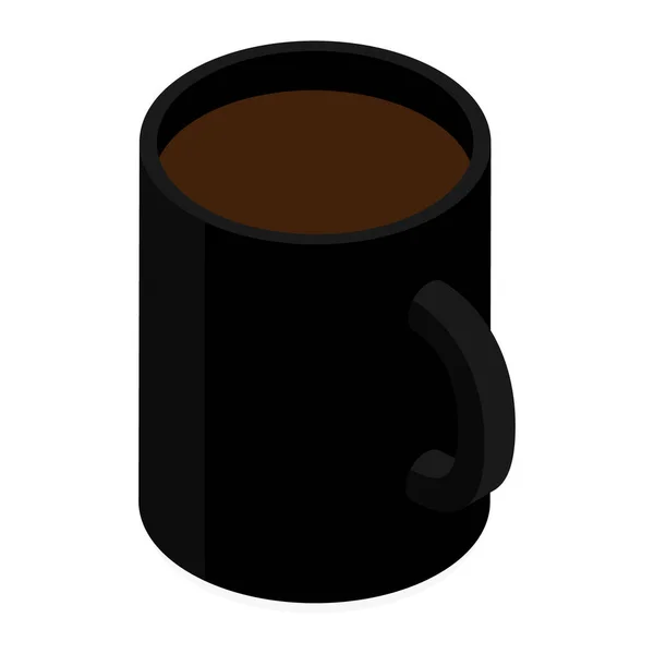 Черный Керамический Кофе Кружку Изолирован Белом Растер Изометрический Вид — стоковое фото