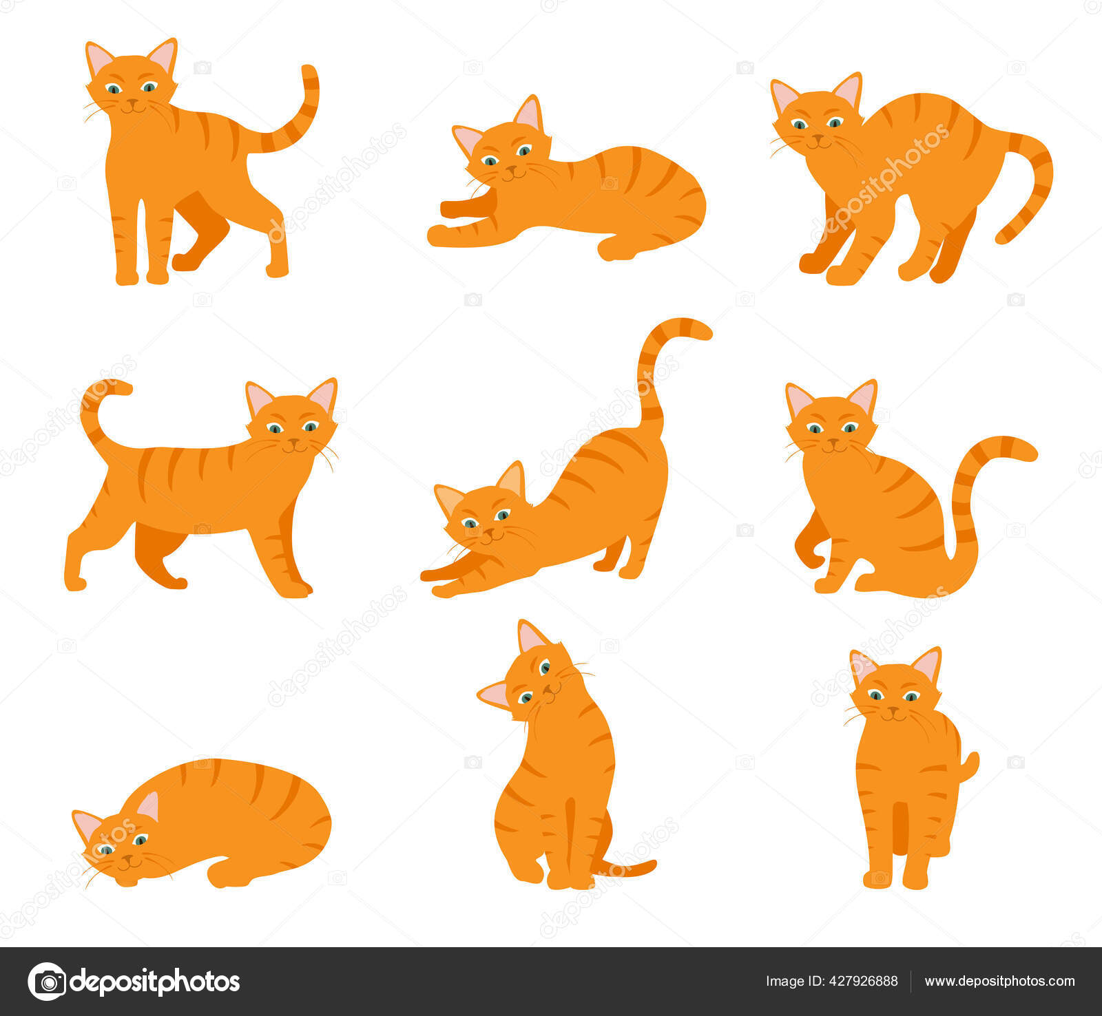 Conjunto De Gatos De Desenho Animado PNG , Gato Dormir, Animal