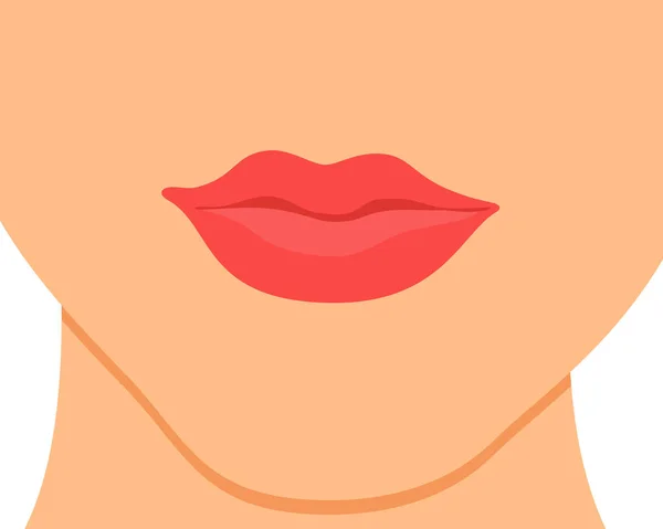 Close Beautiful Lips Part Face Young Woman Close Sexy Plump — Stock Vector