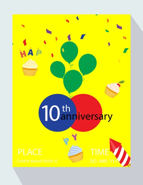Tarjeta Invitación Para Fiesta Cumpleaños Estás Invitado 10º Aniversario —  Fotos de Stock