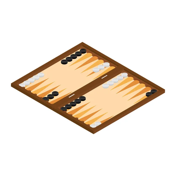 Raster Illustration Tablero Madera Backgammon Isométrico Fichas Para Juego Tablero —  Fotos de Stock