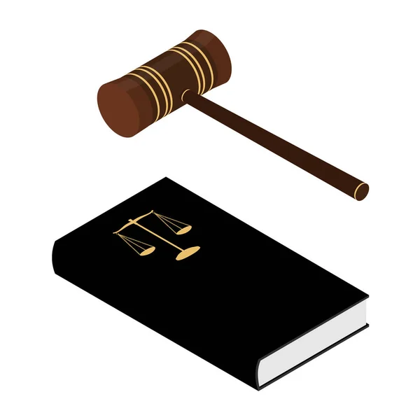 Judge Gavel Law Books Constitutional Crisis Isometric View Raster — Stock Photo, Image