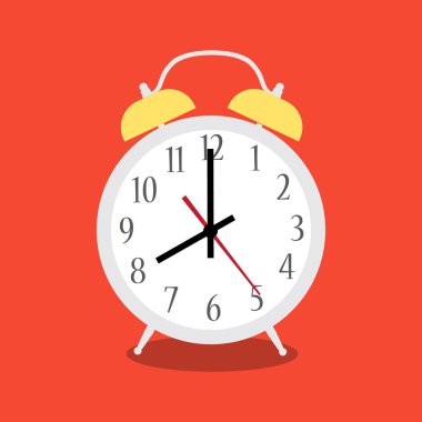 Alarm saati kırmızı uyandırma zamanı arka planda düz bir şekilde izole edildi. raster illüstrasyonu