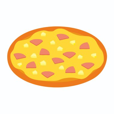 Restoranlar ya da pizzacılar için Hawaii pizzası. Peynirli lezzetli pizza, pişmiş jambon, ananas ve pastırma.