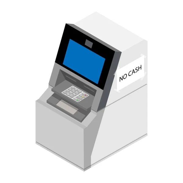 Kein Cash Konzept Isometrische Ansicht Des Geldautomaten Isoliert Auf Weißem — Stockfoto