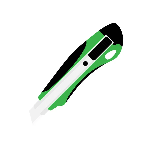 Grönt Kontor Brevpapper Kniv Isolerad Vit Bakgrund — Stockfoto