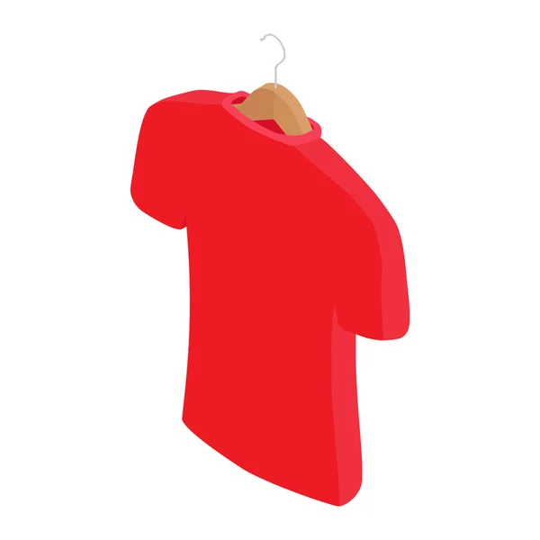 Κόκκινο Μπλουζάκι Στην Κρεμάστρα Ρούχα Απομονωμένο Λευκό Φόντο Ράστερ Ισομετρική — Φωτογραφία Αρχείου