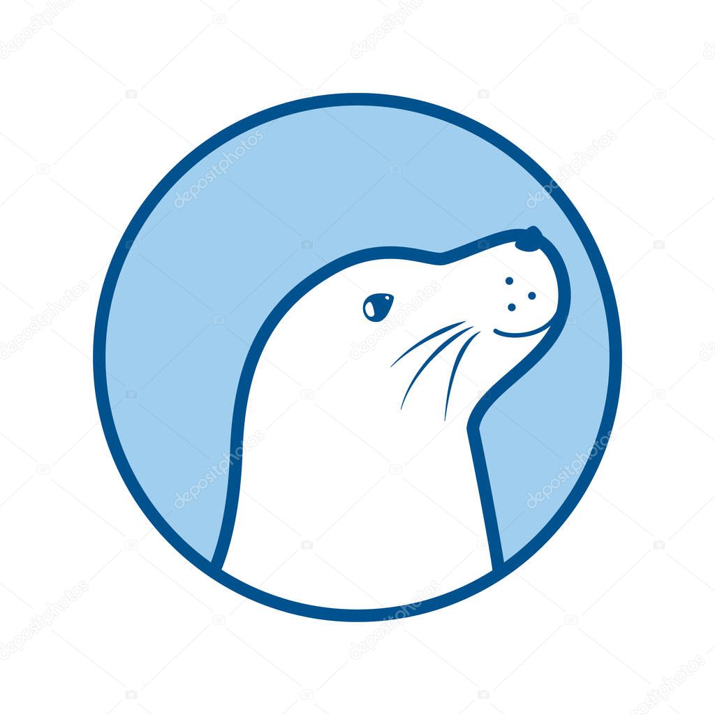 Seal cute sea animal icon isolated on white, raster illustration
