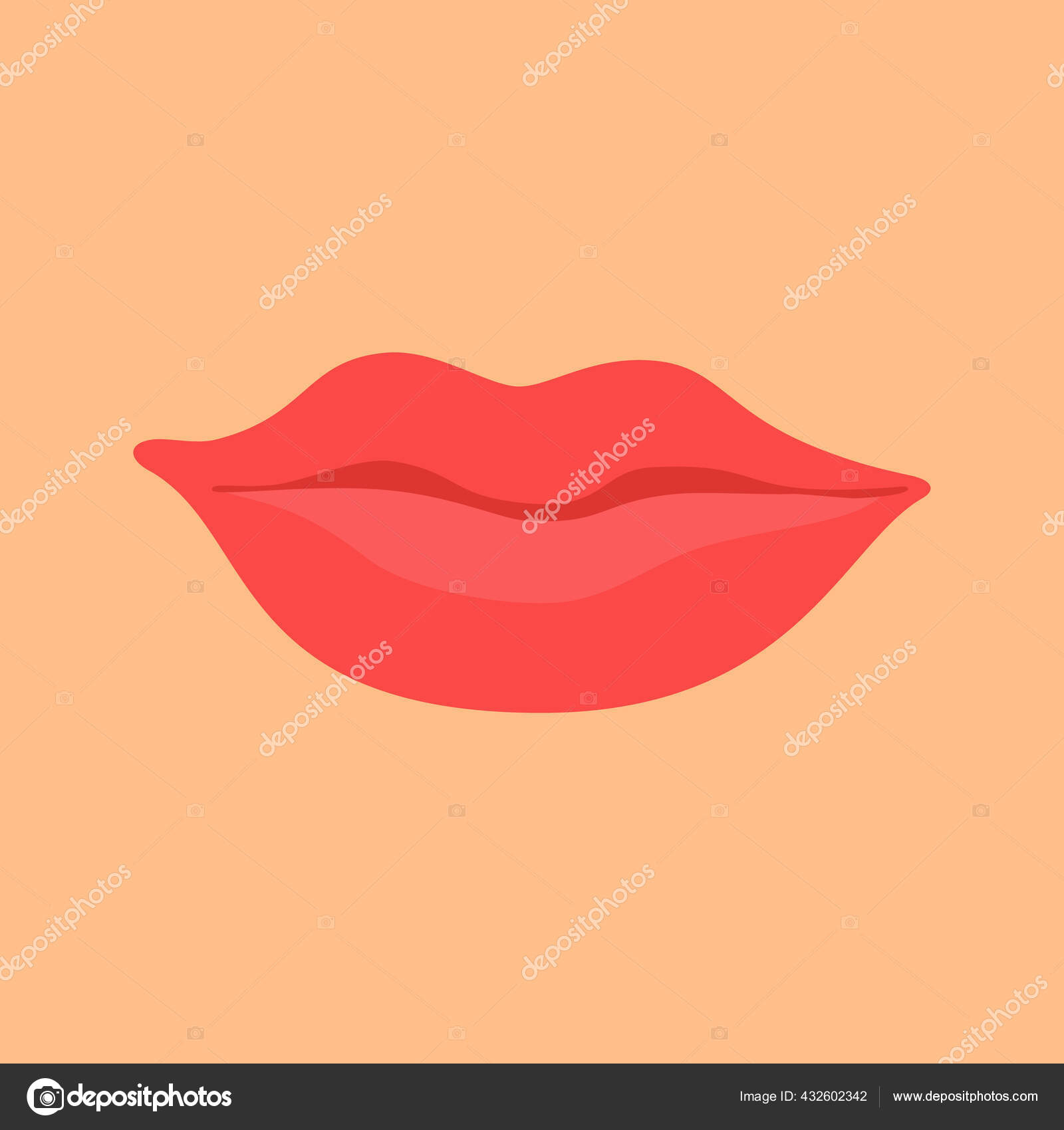 红色性感的女性唇在背景上被隔离美丽的嘴唇红色口红化妆品的概念 图库矢量图像 C Viktorijareut