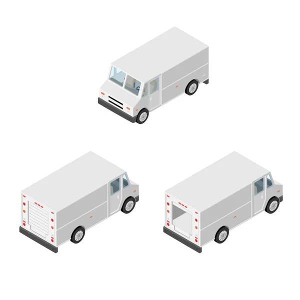 Pakete Post Lieferwagen Postauto Isoliert Auf Weißem Hintergrund Lieferservice Transport — Stockvektor