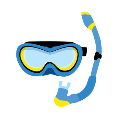 Mavi dalış maskeleri, dalış tüpleri, yüzme ekipmanları, şnorkelle yüzme.