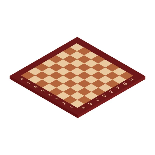 Wooden Chess Board Isolated White Background Isometric View Empty Chessboard — Stock Vector