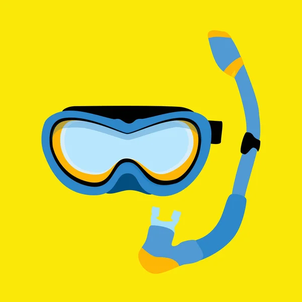 Maquillaje Buceo Azul Tubo Buceo Equipo Natación Snorkel — Vector de stock