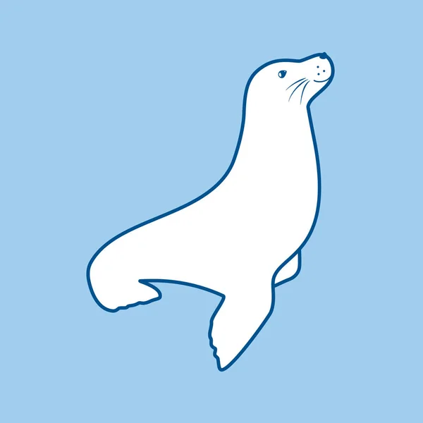 Zeehond Schattig Zeedier Pictogram Geïsoleerd Blauw Vector Illustratie — Stockvector