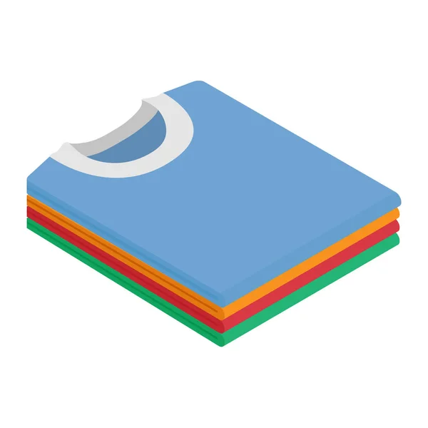 Detailní Záběr Barvy Složené Trička Izolované Bílém Pozadí Izometrický Pohled — Stockový vektor