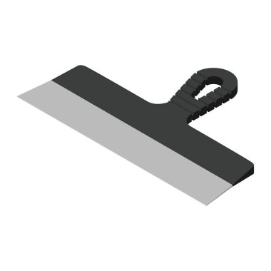 Beyaz arkaplan izometrik görünümünde macun bıçağı raster izole