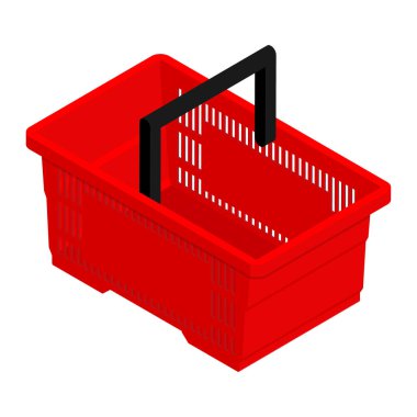 Beyaz arka planda izole edilmiş kırmızı boş alışveriş sepeti. Isome Manzarası. raster