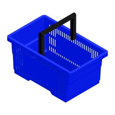 Beyaz arka planda mavi boş alışveriş sepeti. Isome Manzarası. raster