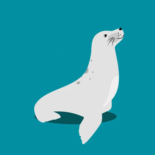 海豹可爱的海洋动物图标孤立在蓝色 栅格插图 — 图库照片