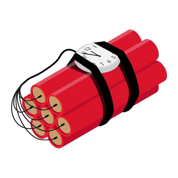 Реалистичные Подробные Изометрические Красные Детонирующие Динамитовые Бомбы Таймеры Изолированные Белом — стоковое фото