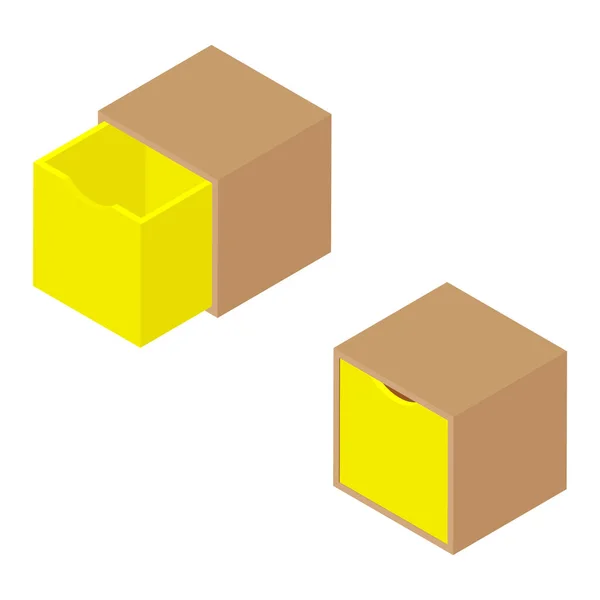 Organizador Juguetes Caja Cubo Almacenamiento Apilable Aislado Vista Isométrica Fondo — Vector de stock