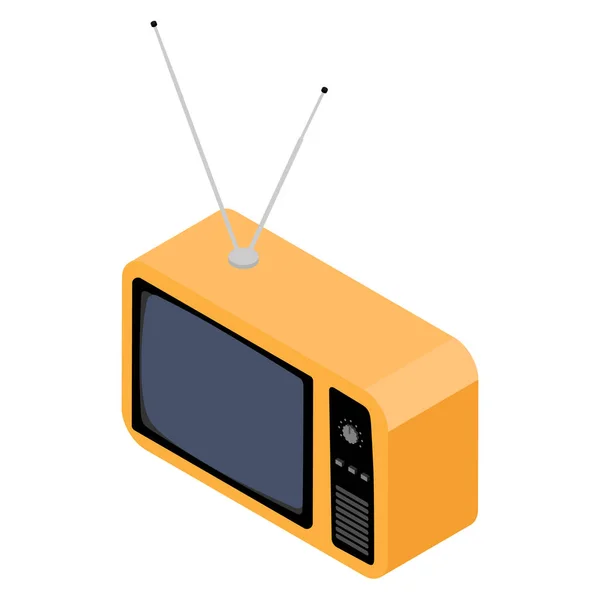 Ilustración Vectorial Naranja Retro Con Antena Vista Isométrica Aislada Sobre — Archivo Imágenes Vectoriales