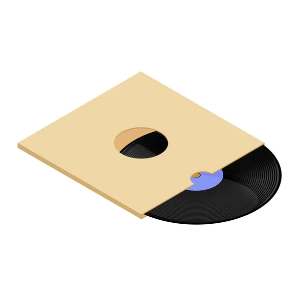 Grabación Vinilo Con Tapa Papel Blanco Aislada Blanco Funda Grabación — Vector de stock