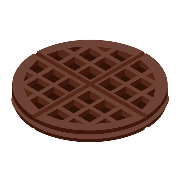 Fresh Chocolate Belgium Waffle Isolated White Background Isometric View Vector — Stock Vector