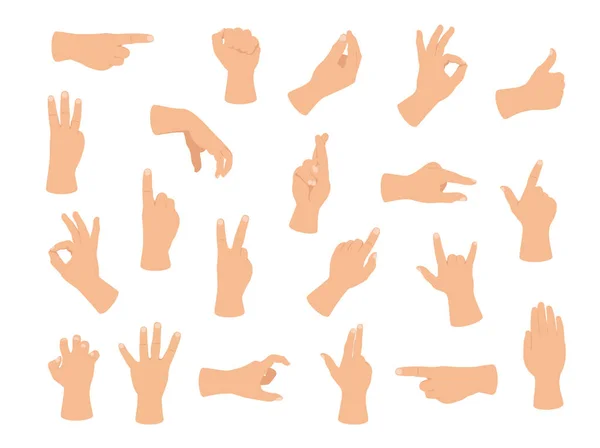 Gesturing Hand Set Hand Counting Gestures Sign Interactive Communication Set — Stock Vector