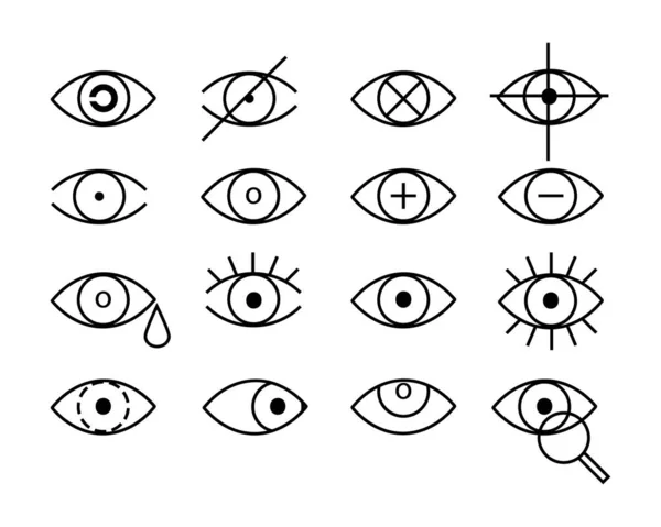 Esboza Iconos Oculares Imágenes Ojos Abiertos Cerrados Formas Ojos Dormidos — Vector de stock
